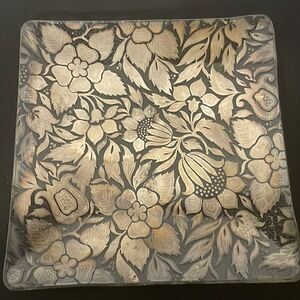 Vintage square dish with a floral print